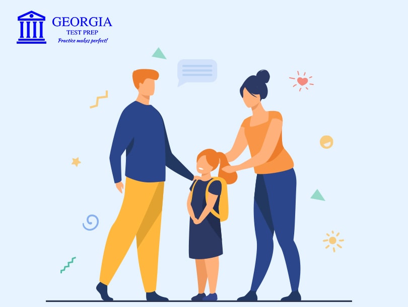 Graphical Image showing kids & parents-Georgia Test Prep LLC